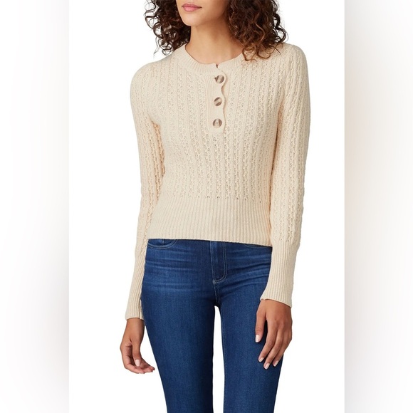 ASTR the Label Cream Knit Sweater with Button Detail - Picture 1 of 3